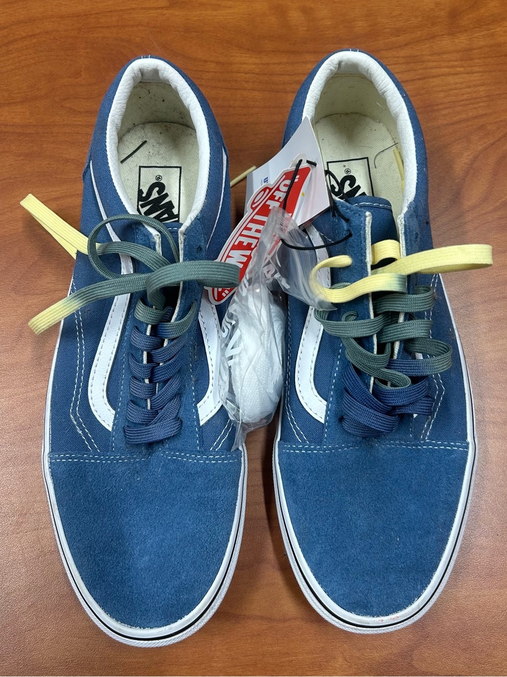 Vans Blue Suede Old Skool Sneakers with White Side Stripe